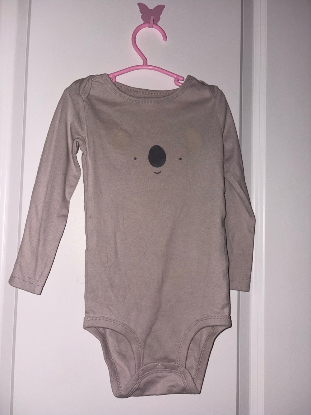 Carter's Taupe Long-Sleeve Koala One-Piece Bodysuit